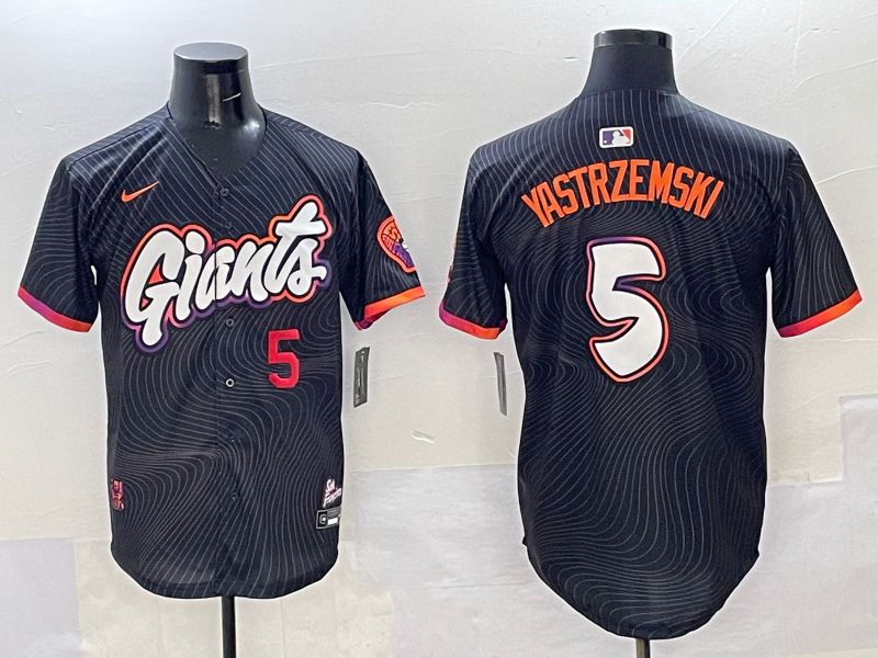 Men San Francisco Giants 5 Yastrzemski Black Joint Name 2025 Nike MLB Jersey style 32